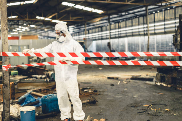 Professional Sewage Cleanup technician working in Garfield, TX